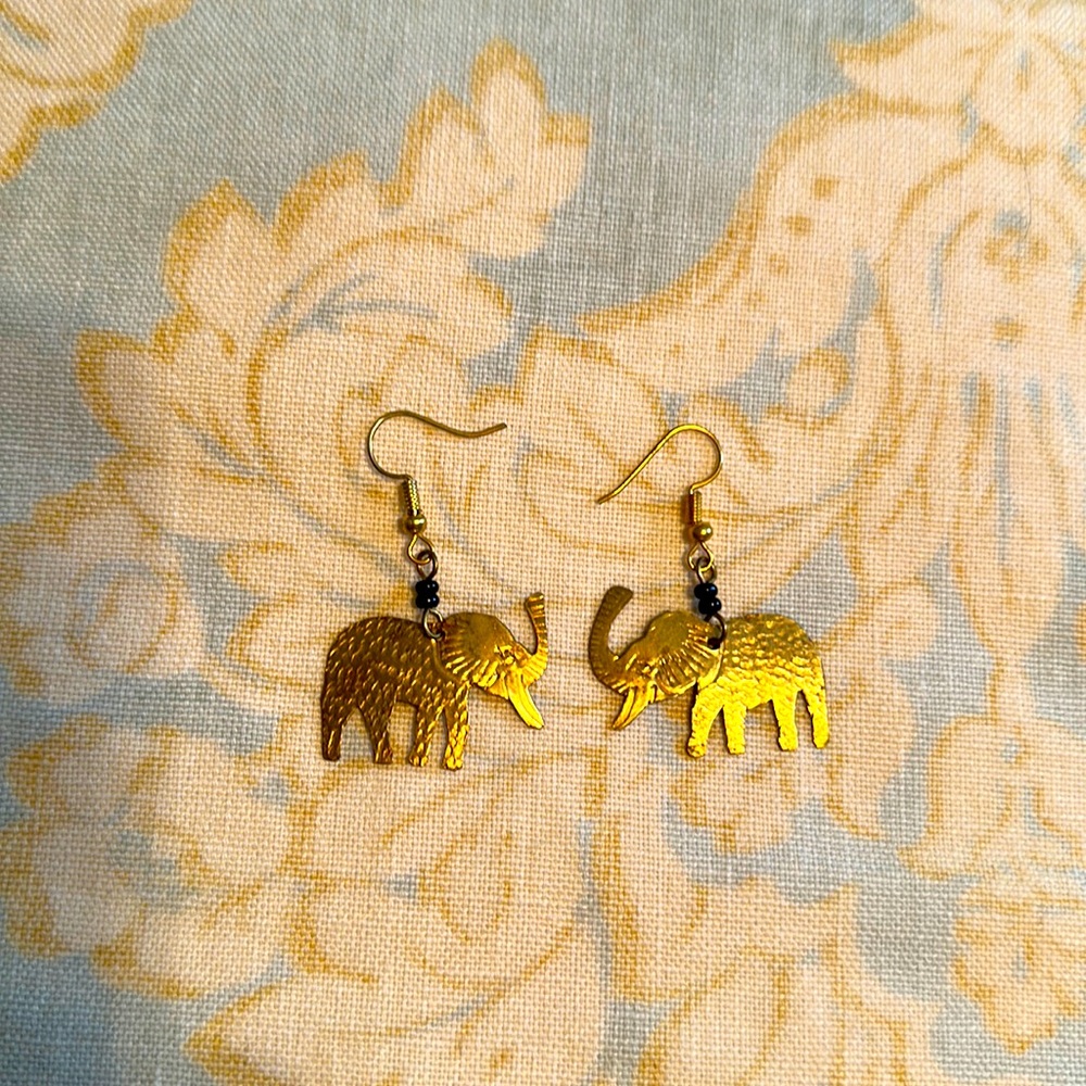 Brass elephant earrings